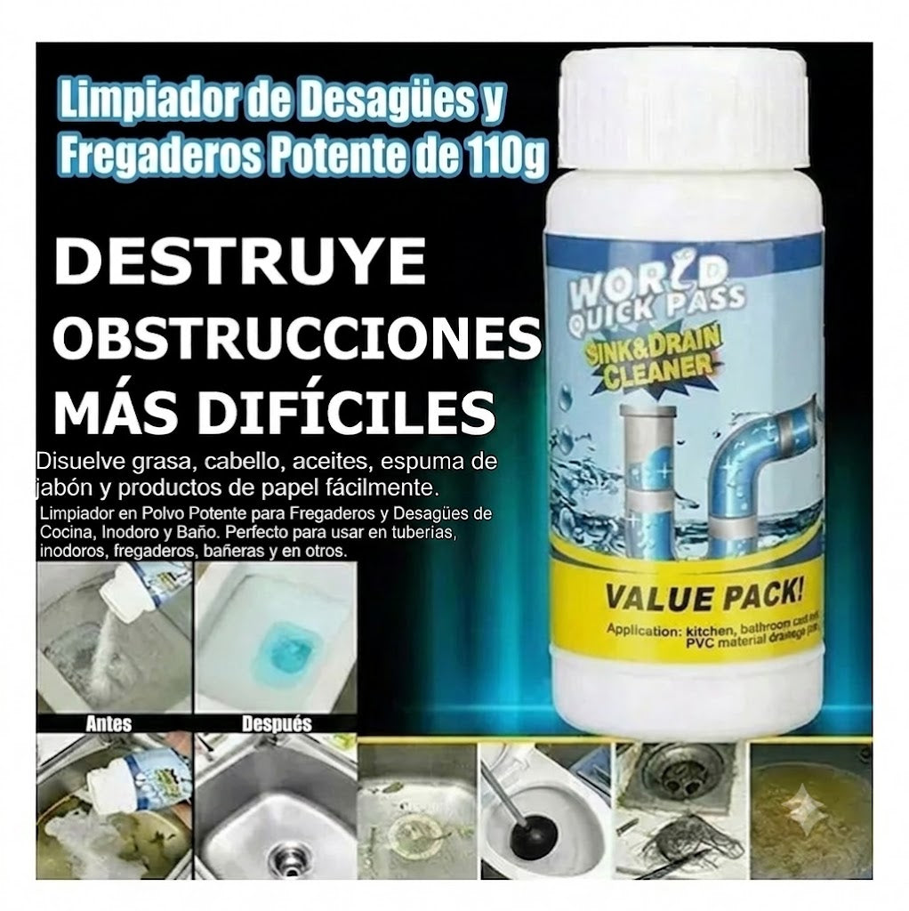 Pack x3 Limpiador de Drenajes | Destapa Tuberías, Elimina Grasa y Malos Olores