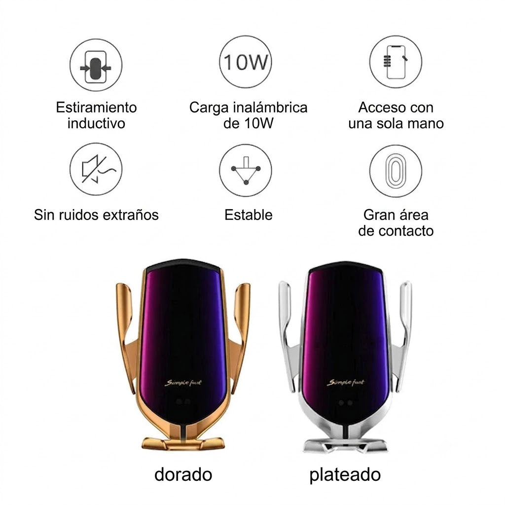 Soporte de Auto con Cargador Inalámbrico | Sensor Infrarrojo de Apertura Automática