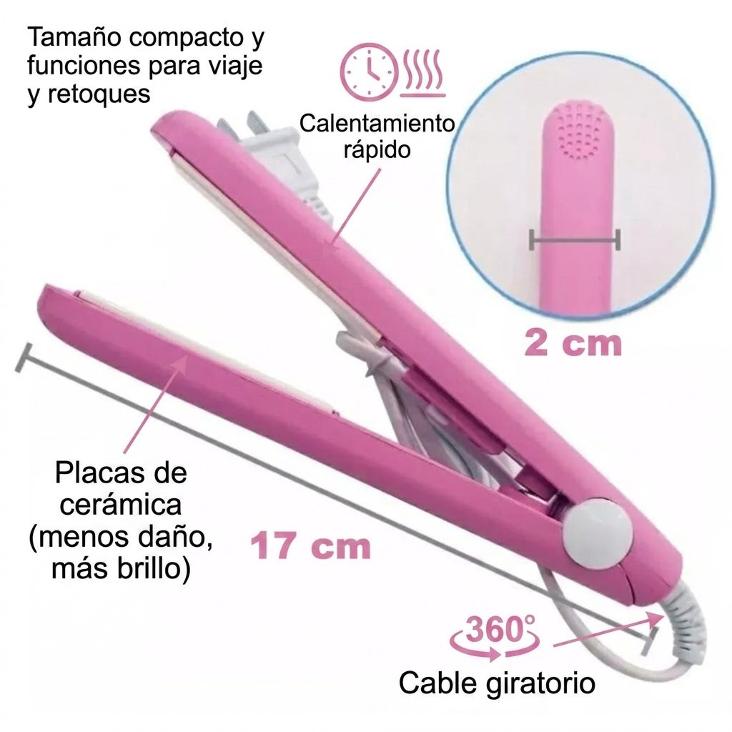 Mini Plancha Alisadora de Cerámica | Portátil para Viaje