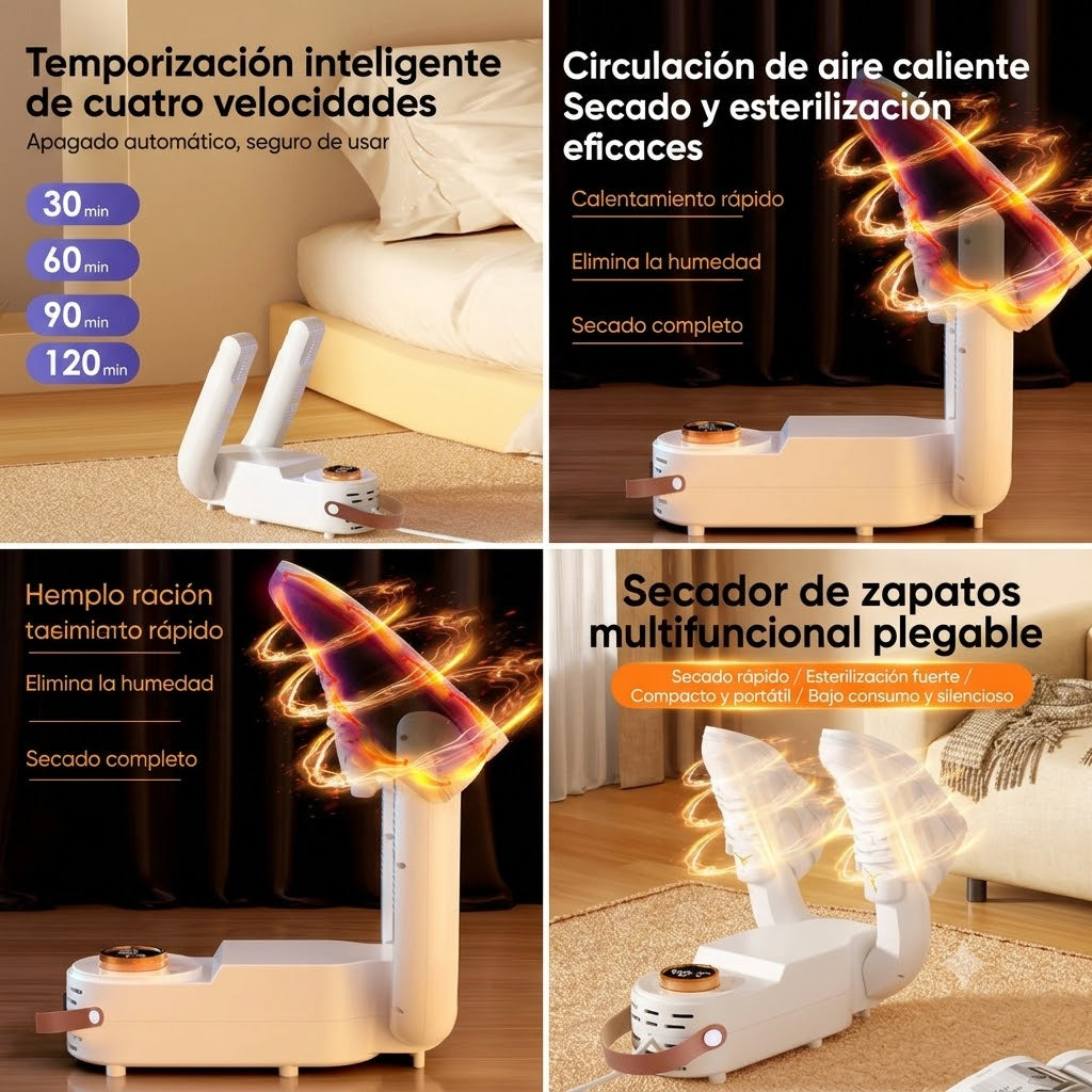 Secador de Zapatos Eléctrico Inteligente UV | Elimina Humedad, Olores y Bacterias